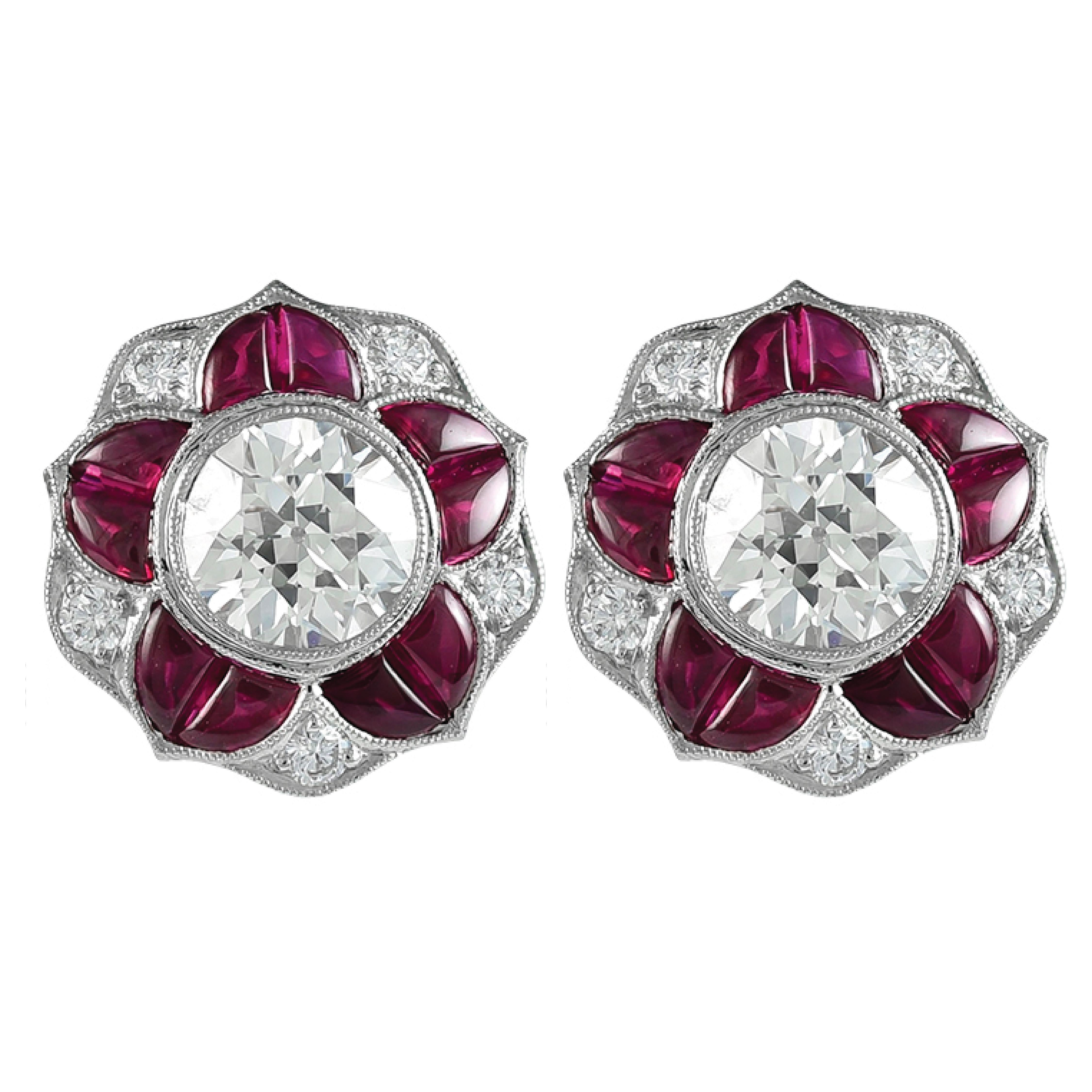 platinum ruby earrings