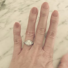 Art Deco Inspired Platinum and 2.6 Carat Cushion-Cut Engagement Ring