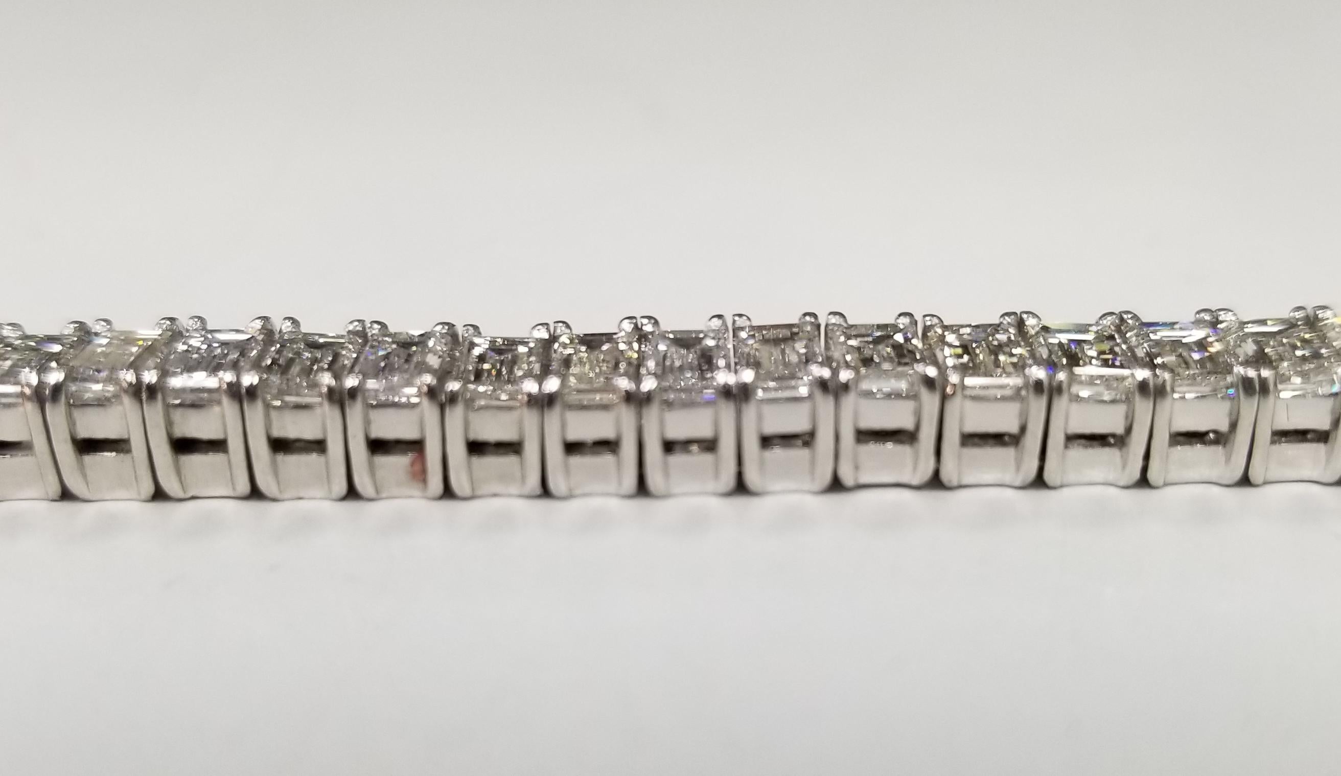 Retro Art Deco Inspired Platinum Baguette Cut Diamond Tennis Bracelet Weight 16.36cts