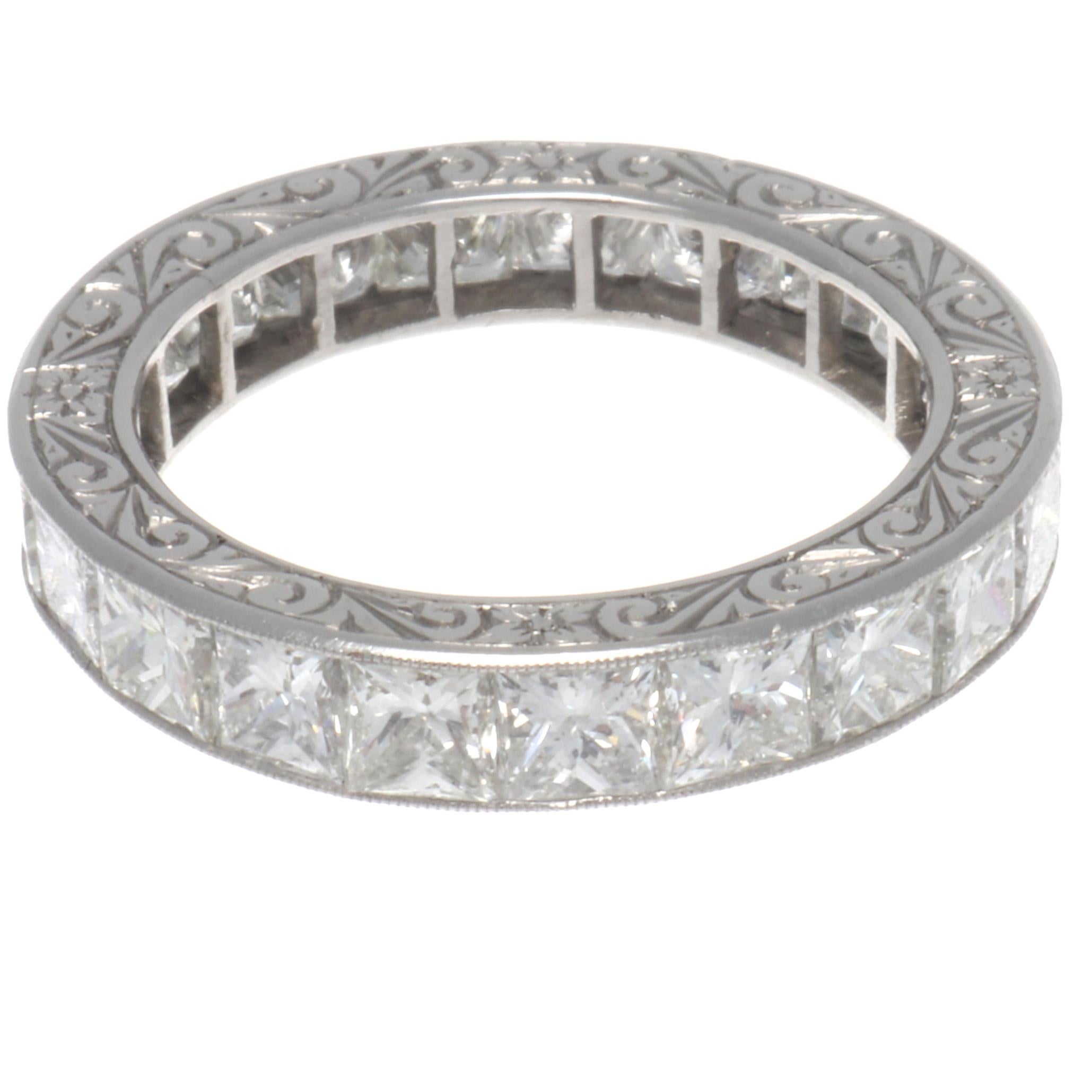 Art Deco Inspired Princess Cut Diamond Eternity Band In New Condition In Beverly Hills, CA