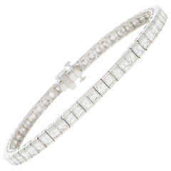 Art Deco Inspired Princess Cut Diamond Line / Tennis Bracelet Set in Platinum