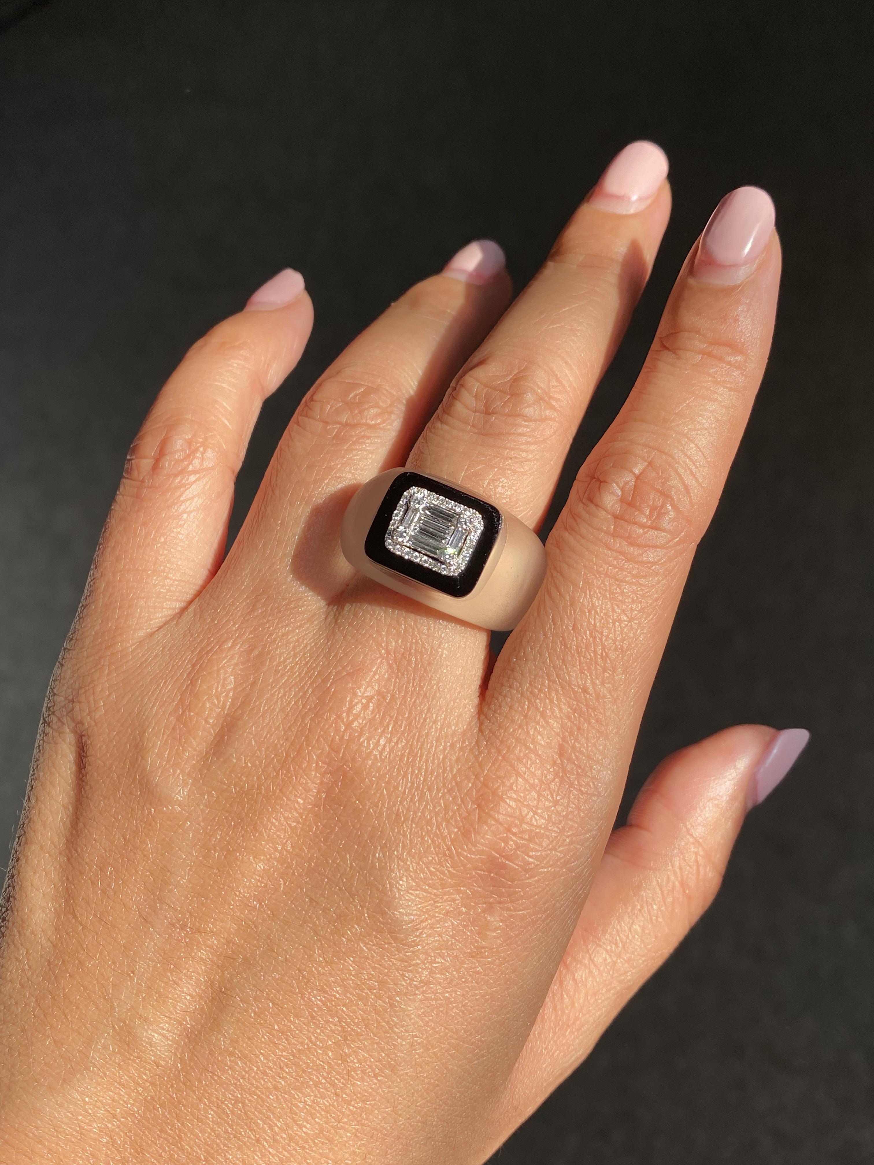 Art Deco Inspired Rock Crystal, Diamond And Black Onyx Cocktail Ring For Sale 8