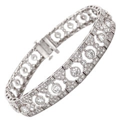 Art Deco Inspired Round Cut Diamonds 6.12 Carat Platinum Bracelet