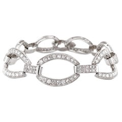 Art Deco Inspired Round Cut Diamonds 6.21 Carat Platinum Chain Bracelet