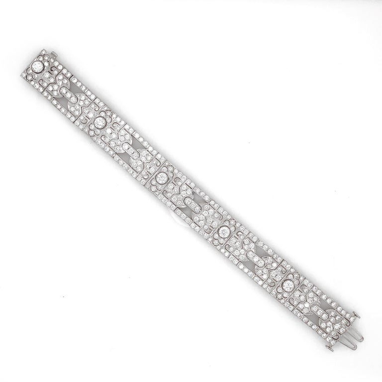 Art Deco Inspired Round Cut White Diamonds 11.29 Carat Platinum ...
