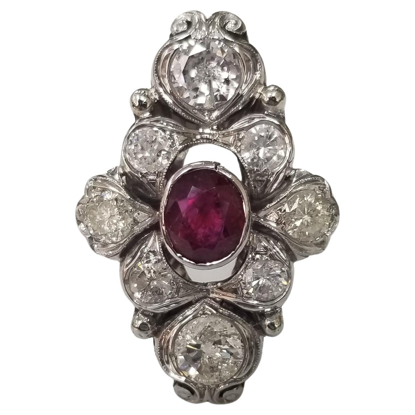 1930s 61.7 Carat Star Ruby Diamond Gold Cocktail Ring main image 0