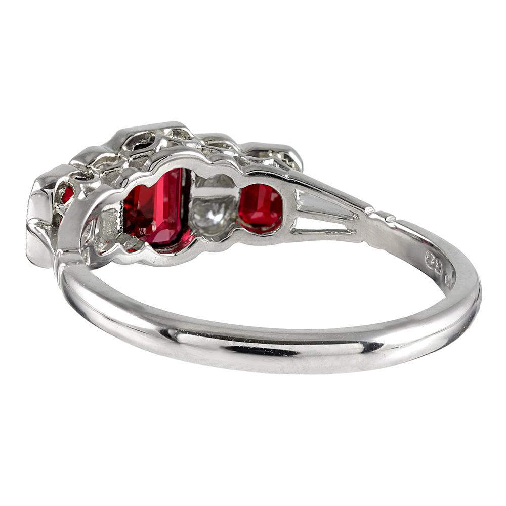 Art Deco Inspired Ruby and Diamond Ring In New Condition In Carmel-by-the-Sea, CA