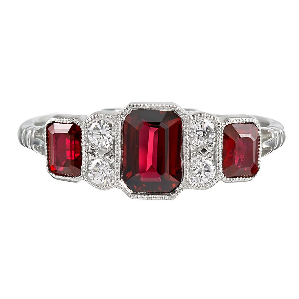 Art Deco Inspired Ruby and Diamond Ring