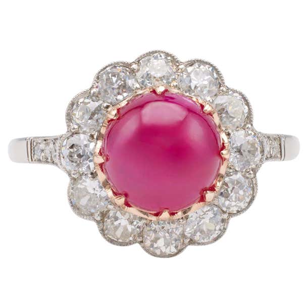 Art Deco Inspired Ruby Diamond Platinum 14k Yellow Gold Ring For Sale ...