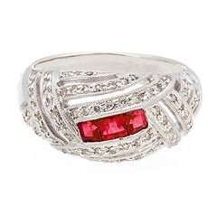 Platin-Ring, Art déco inspirierter Rubin-Diamant