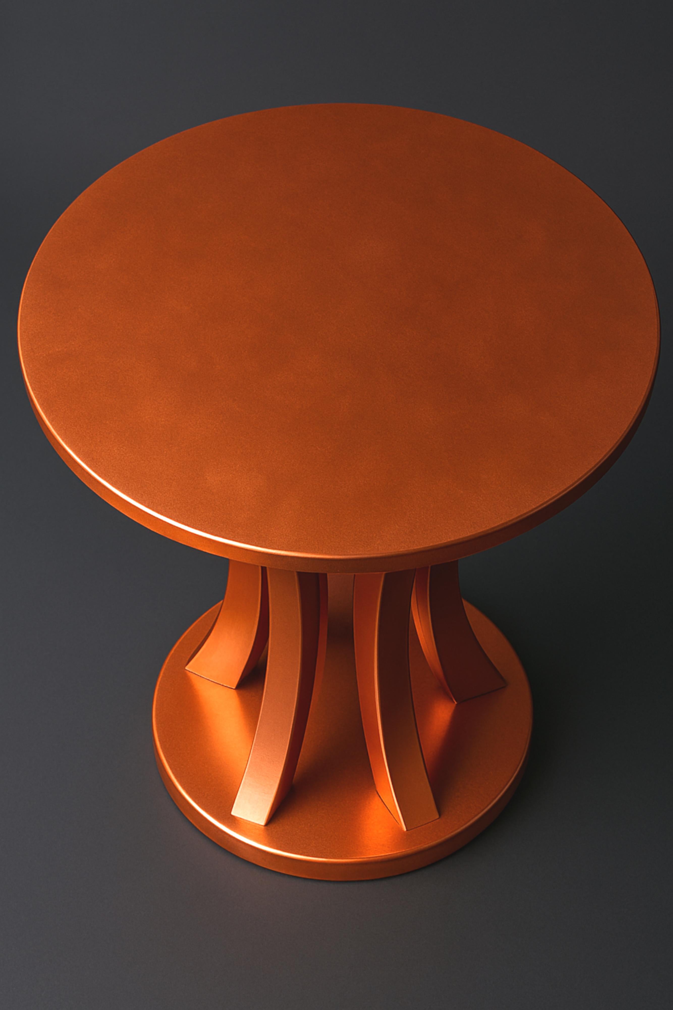 Art Deco Inspired Copper Gilt Circular Pedestal Table, 20th Century In Good Condition For Sale In Lisbon, PT
