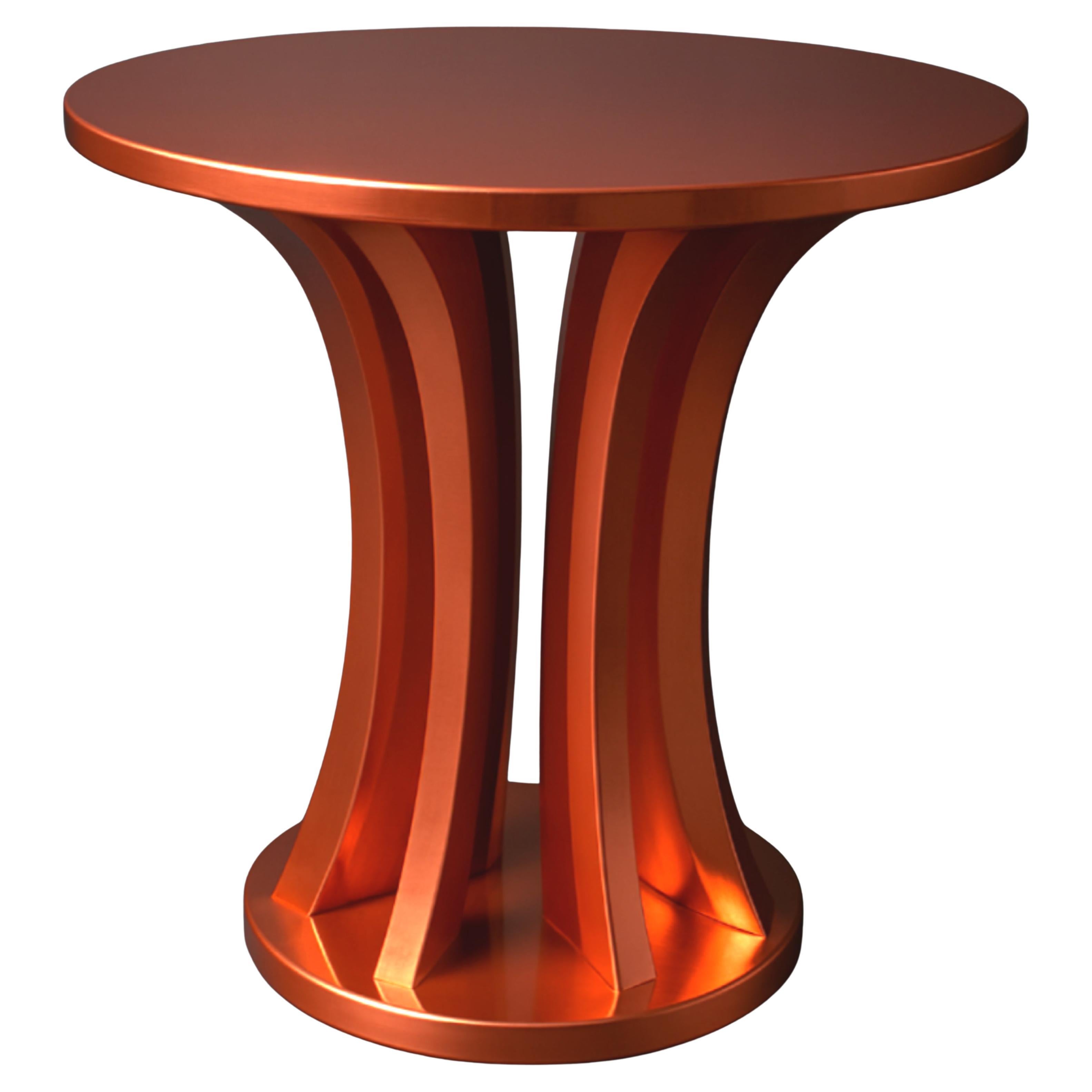 Art Deco Inspired Copper Gilt Circular Pedestal Table, 20th Century