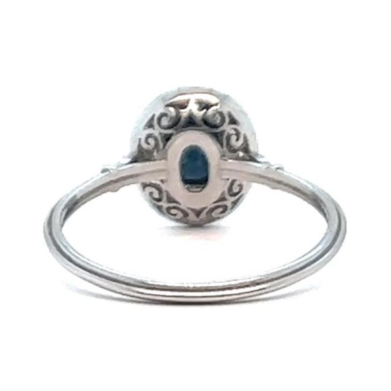Art Deco Inspired Sapphire Diamond Platinum Ring For Sale 2