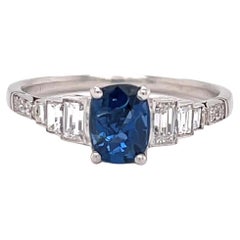 Art Deco Inspired Sapphire Diamond Platinum Ring
