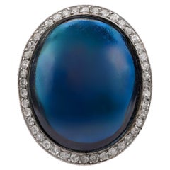 Art Deco Inspired Sapphire Diamond Platinum Ring