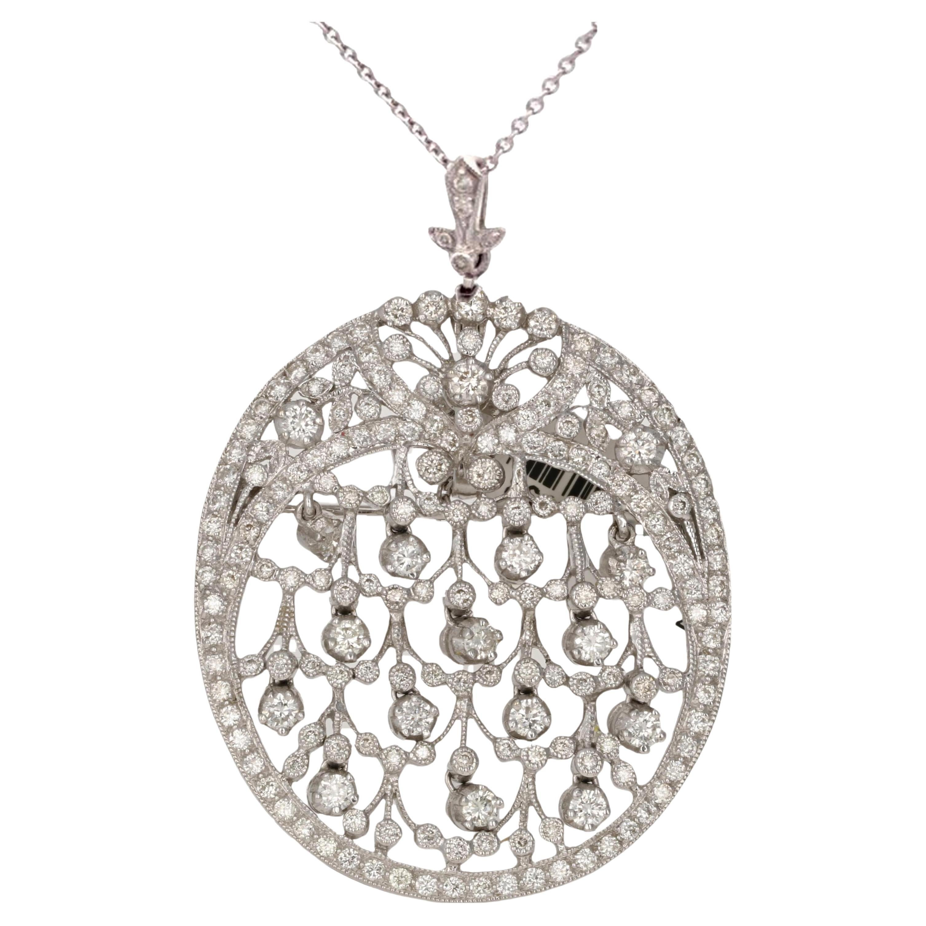 Art Deco Inspired Sonia B. Diamond Necklace Pendant For Sale