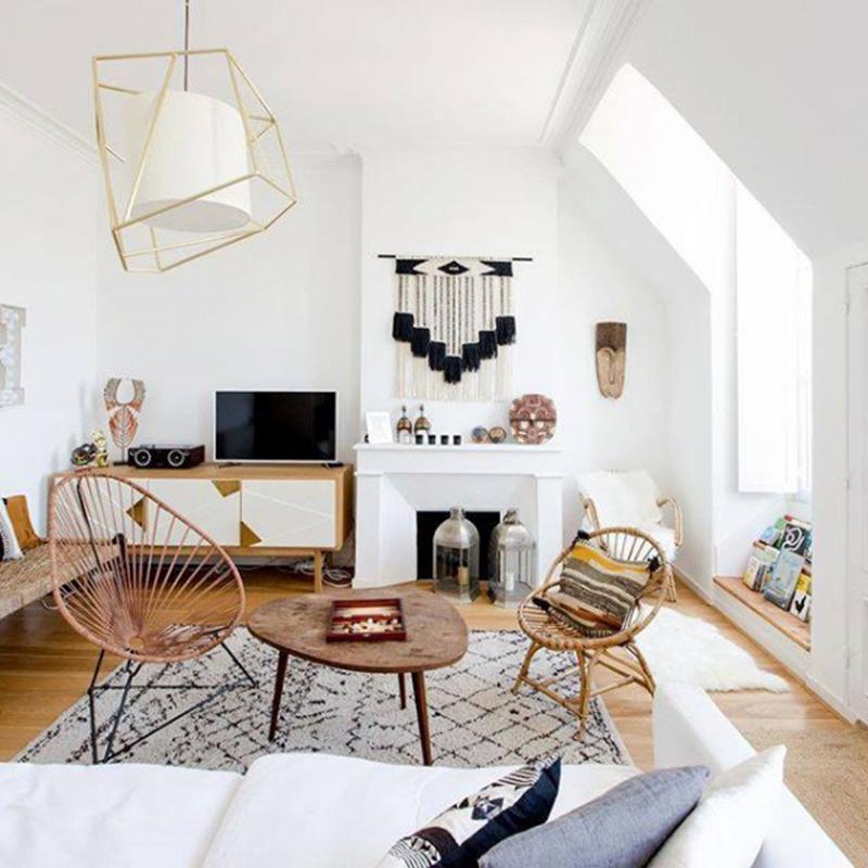 Art Deco Inspired Star III Pendant Lamp Yellow Sun and Linen Shade For Sale 1