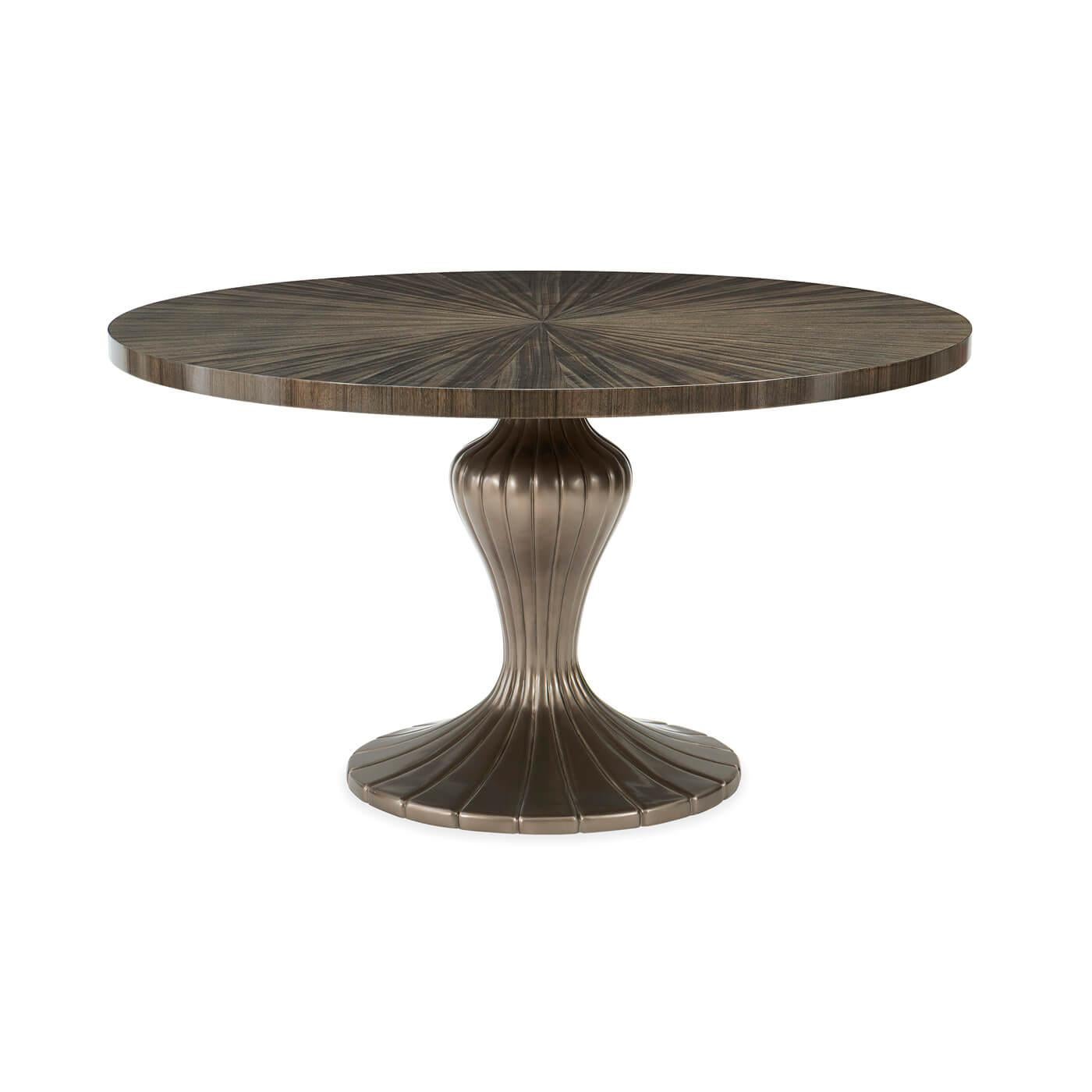 Asian Art Deco Inspired Style Round Dining Table For Sale