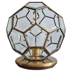 Vintage Adolf Loos Style  Lamp in Brass & Faceted Glass, Austria 1950s