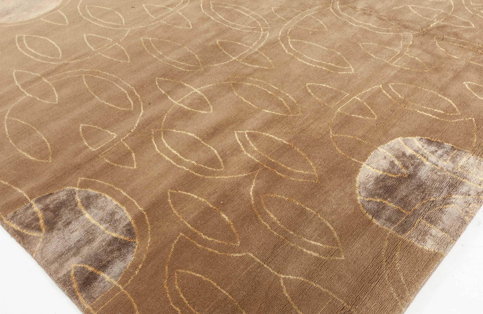 Art Deco inspired Tibetan rug in brown and beige by Doris Leslie Blau.
Size: 8.0