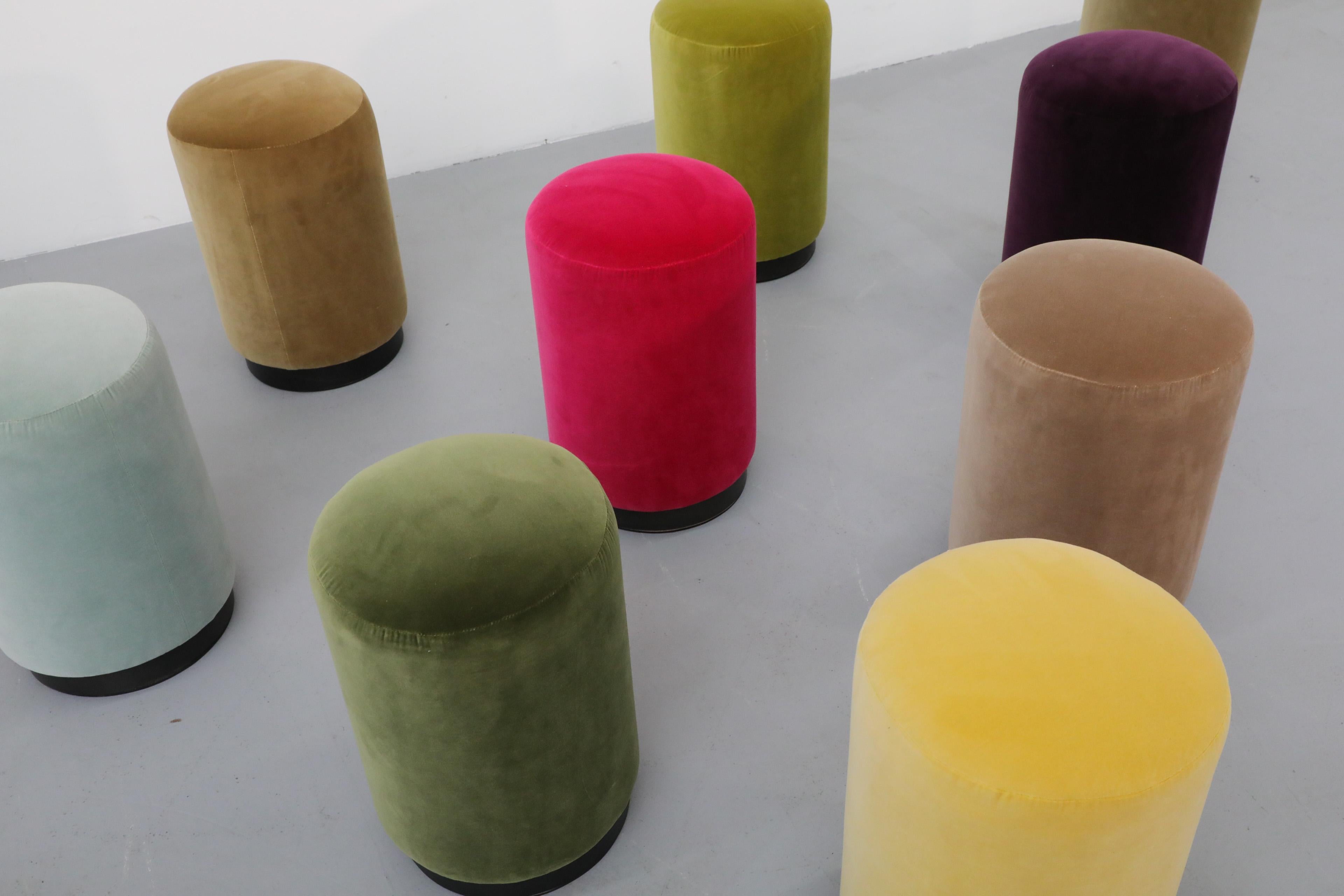 Art Deco Inspired Velvet Vanity Stools in Nine Different Colors In New Condition For Sale In Los Angeles, CA