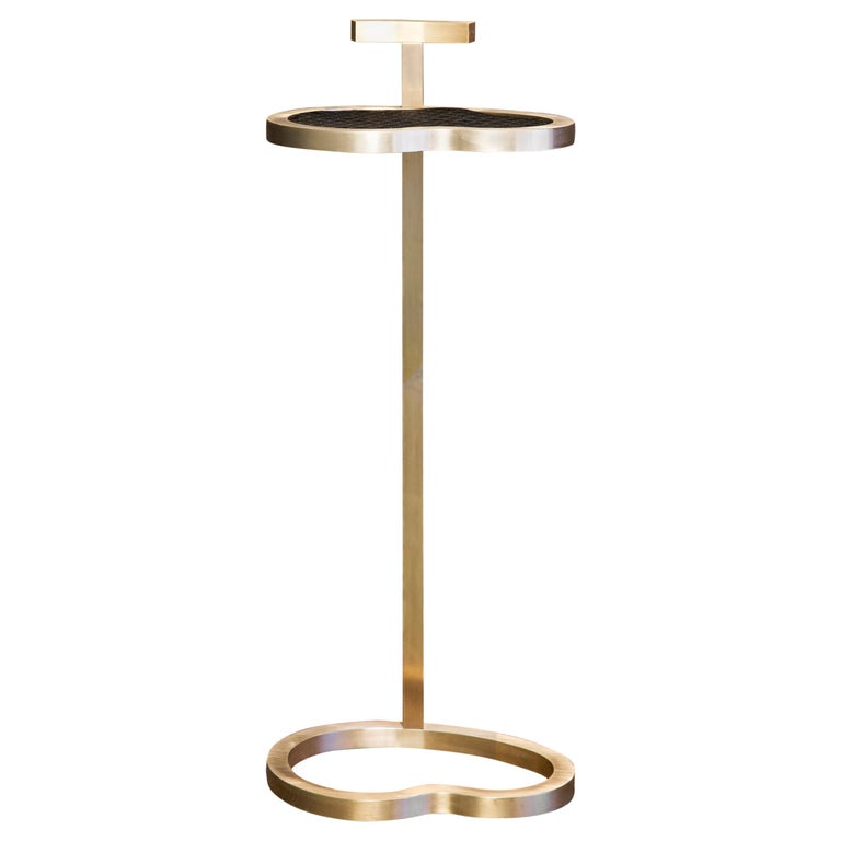 Art Deco Inspired Vesper Martini Table Bean Shape Brass Tint Finish at