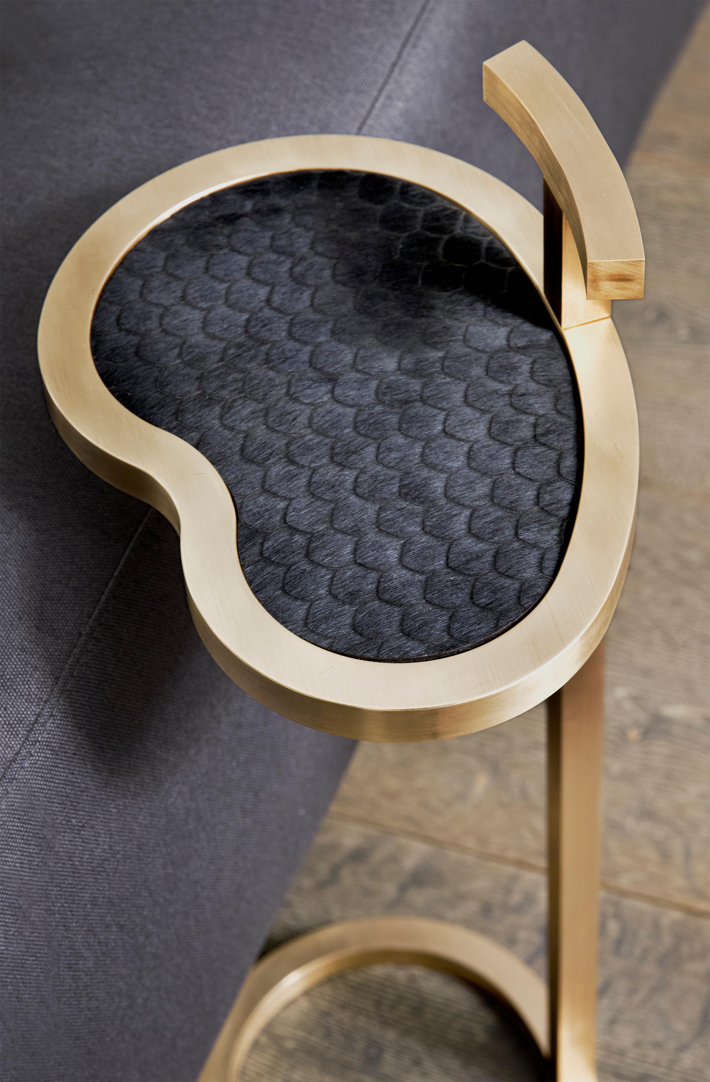 Table à Martini Vesper en forme de noix d'inspiration Art Déco avec revêtement en poudre noire en vente 1