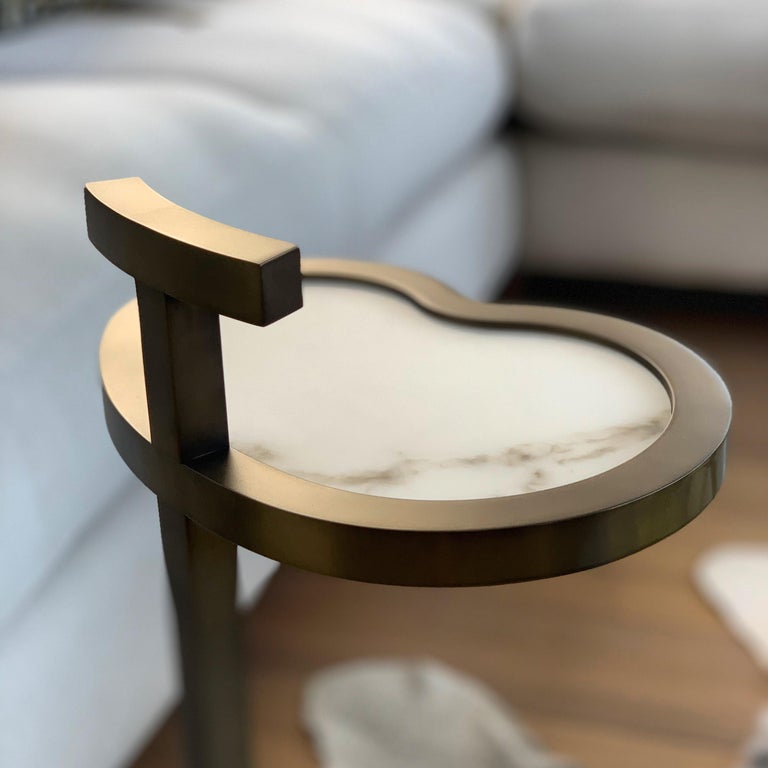 Art Deco Inspired Vesper Martini Table Bean Shape in Antique Brass Tint ...