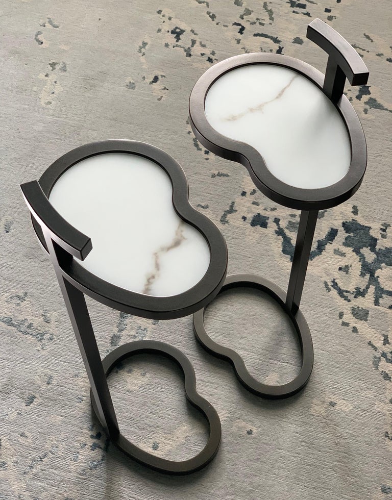 Art Deco Inspired Vesper Martini Table Bean Shape in Black Powder