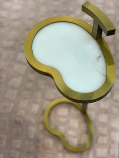 Art Deco Inspired Vesper Martini Table Bean Shape in Brushed Brass Plated