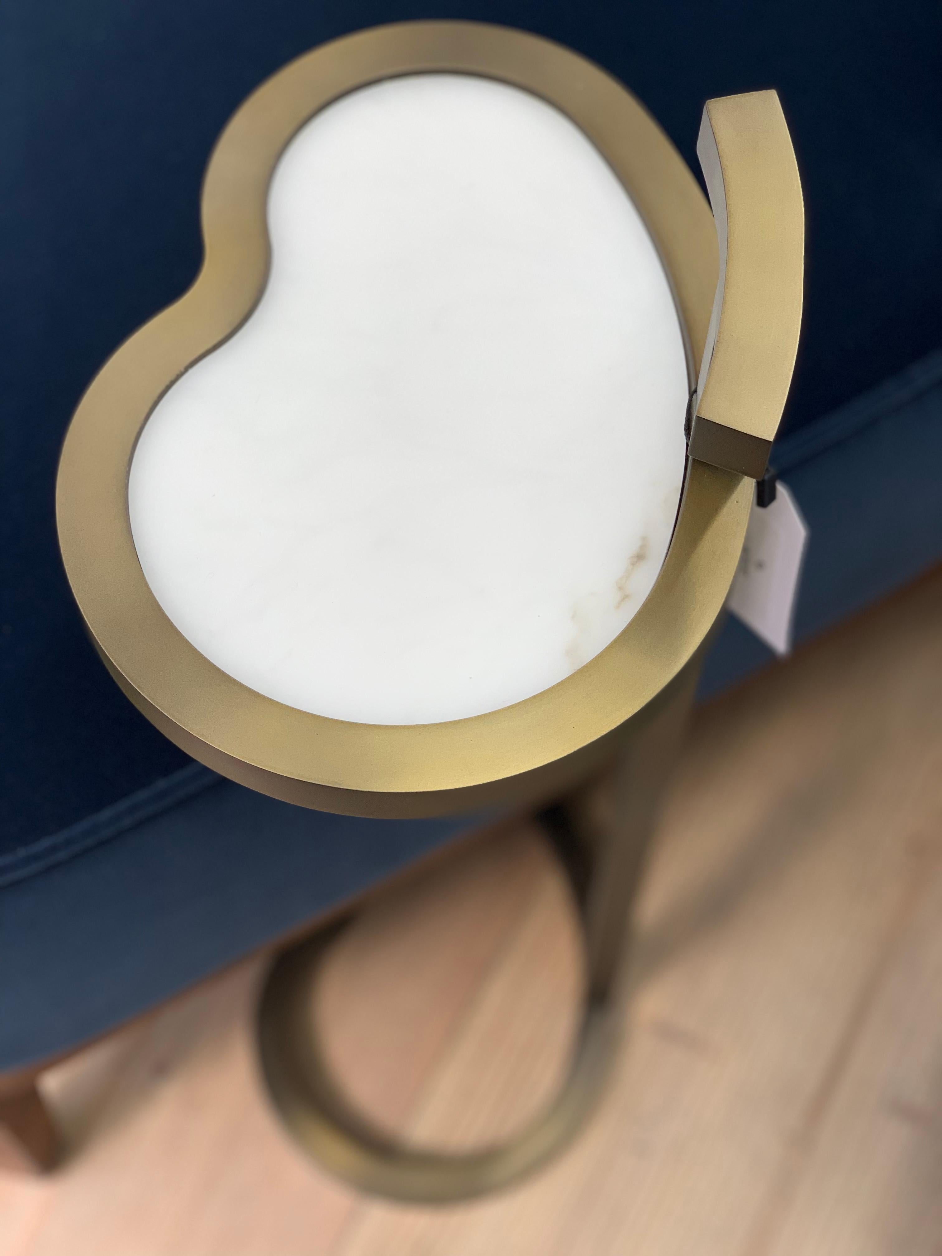 Art Deco Inspired Vesper Martini Table Bean Shape in Brushed Brass Plated For Sale 3