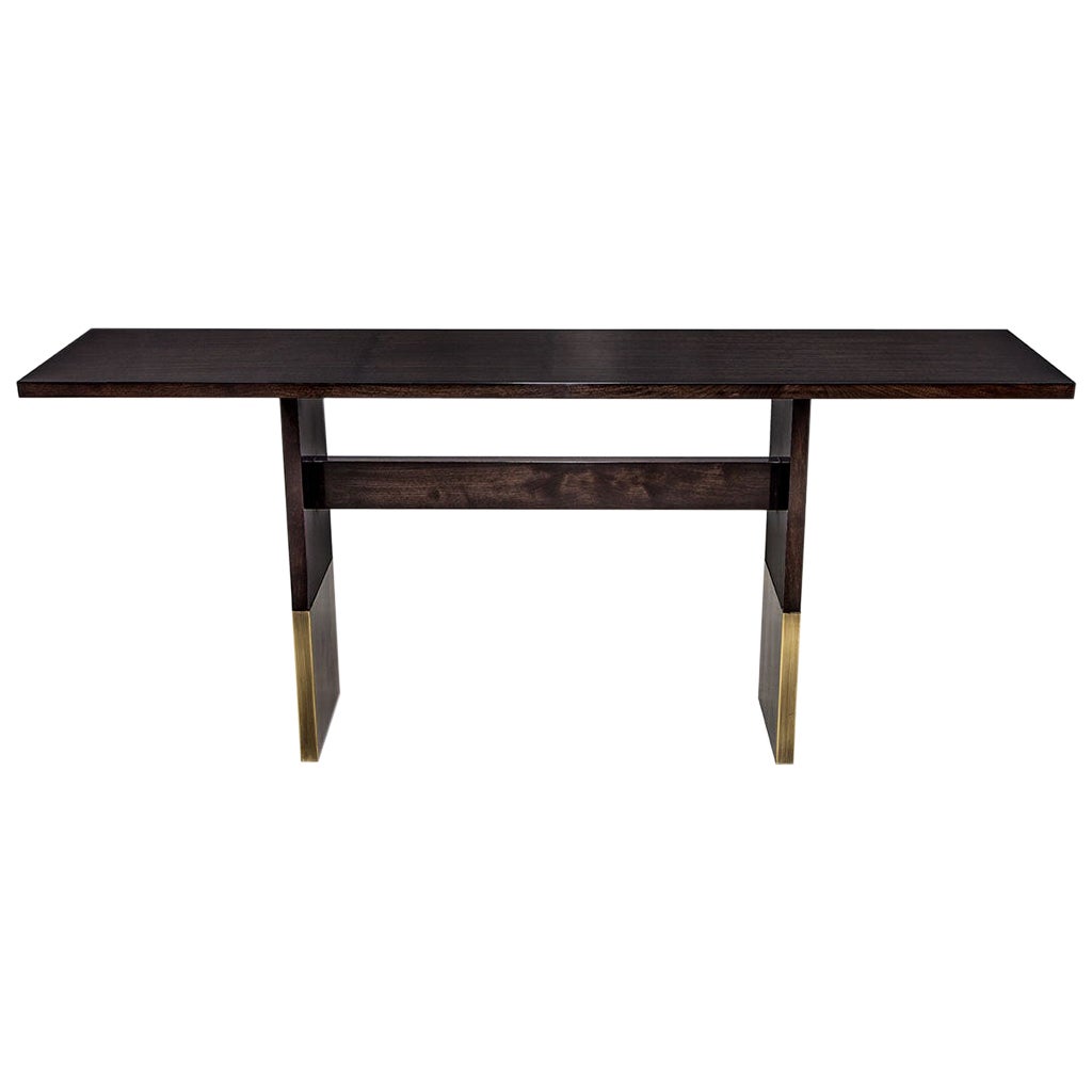 Tavolo consolle in noce di ispirazione Art Deco realizzato da Carrocel