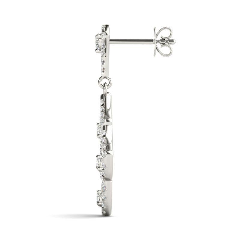 Art Déco Art Deco-Inspired White Gold Chandelier Diamond Earrings, 0.96 Carat Total in vendita