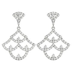 Art Deco-Inspired White Gold Chandelier Diamond Earrings, 0.96 Carat Total