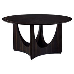 Art Deco Inspired Wood Belleuve 180 Dining Table with Ebony Veneer