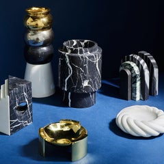 Art Deco Inspired Zebrano, Fiore and Notte Marble Bookends by Greg Natale