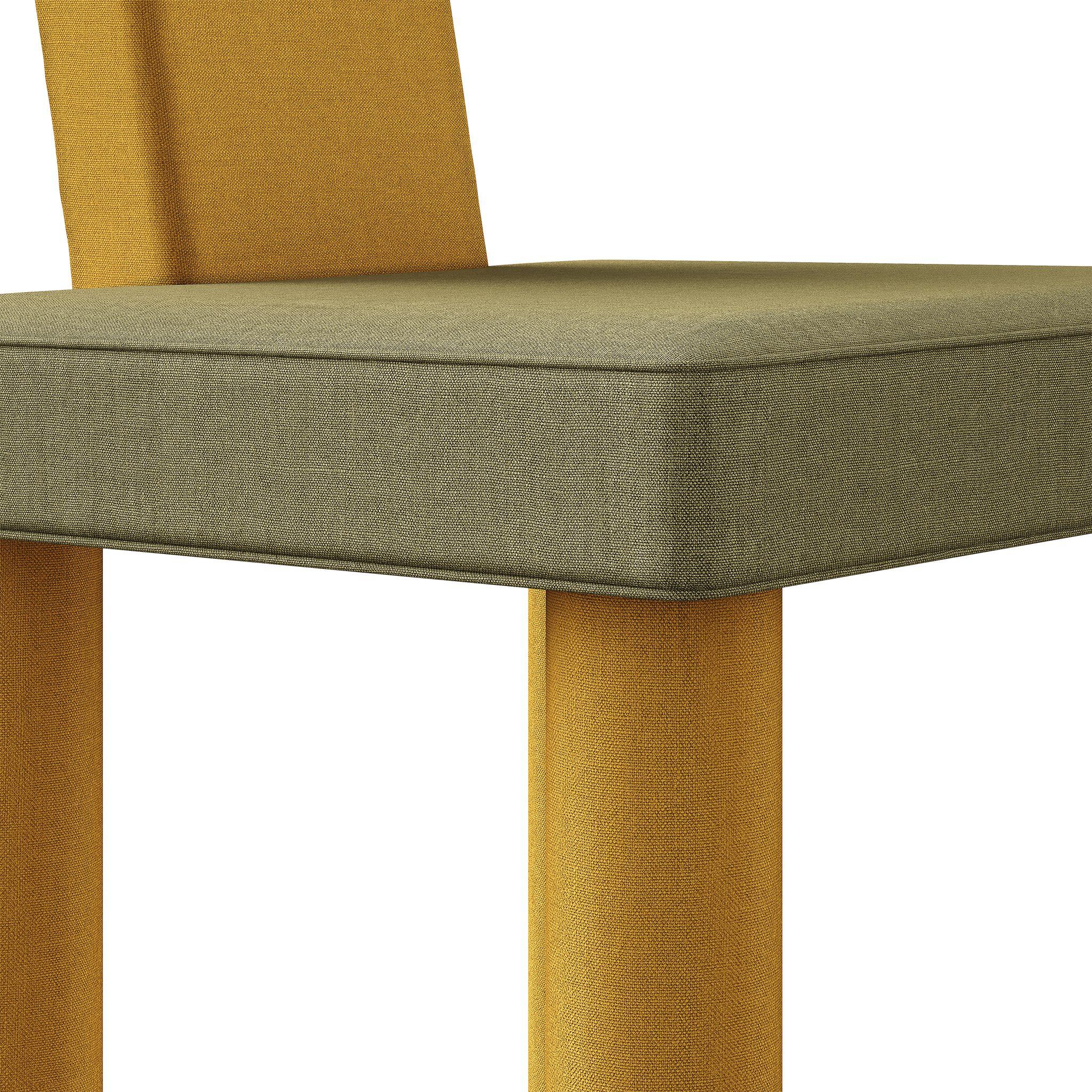 Art Deco Inspo Dining Chair Full Upholstered Dry Green & Yellow Round Backrest In New Condition For Sale In Porto, PT