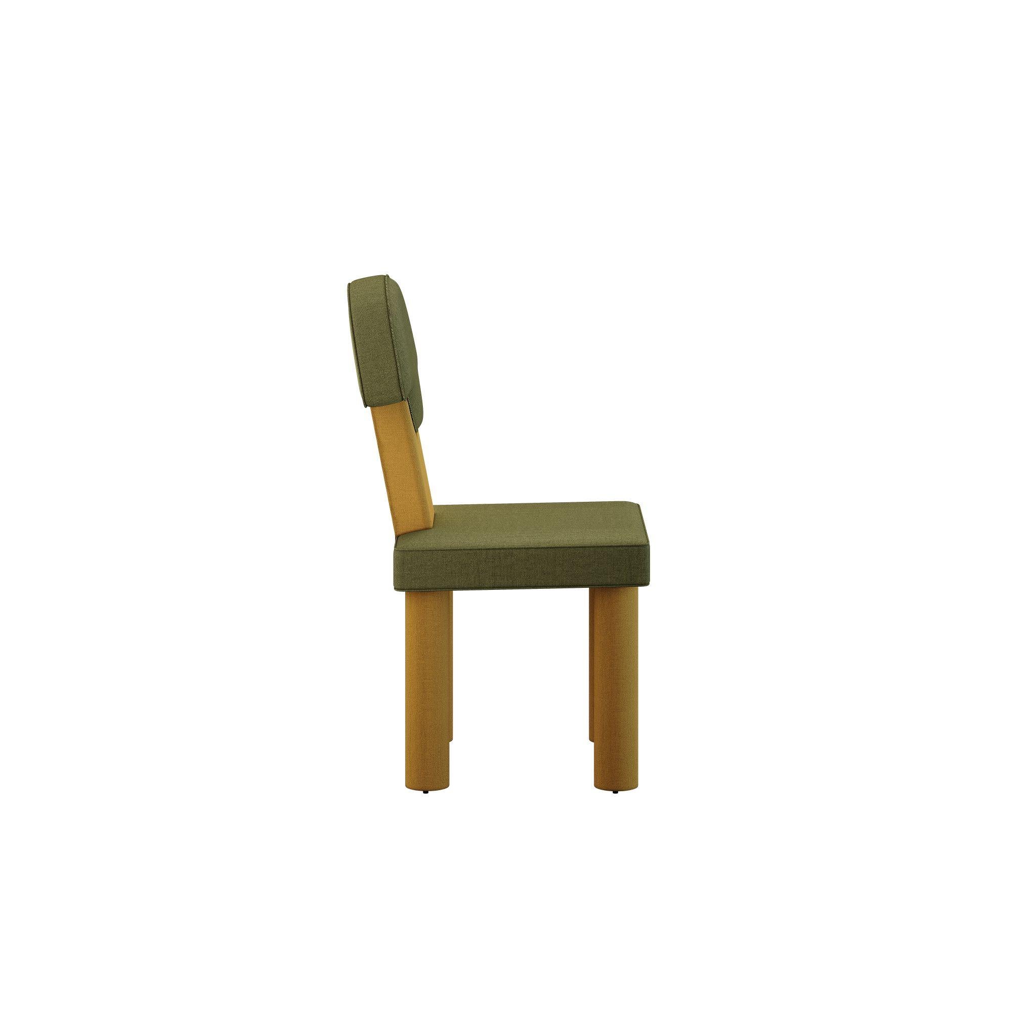 Fabric Art Deco Inspo Dining Chair Full Upholstered Dry Green & Yellow Round Backrest For Sale