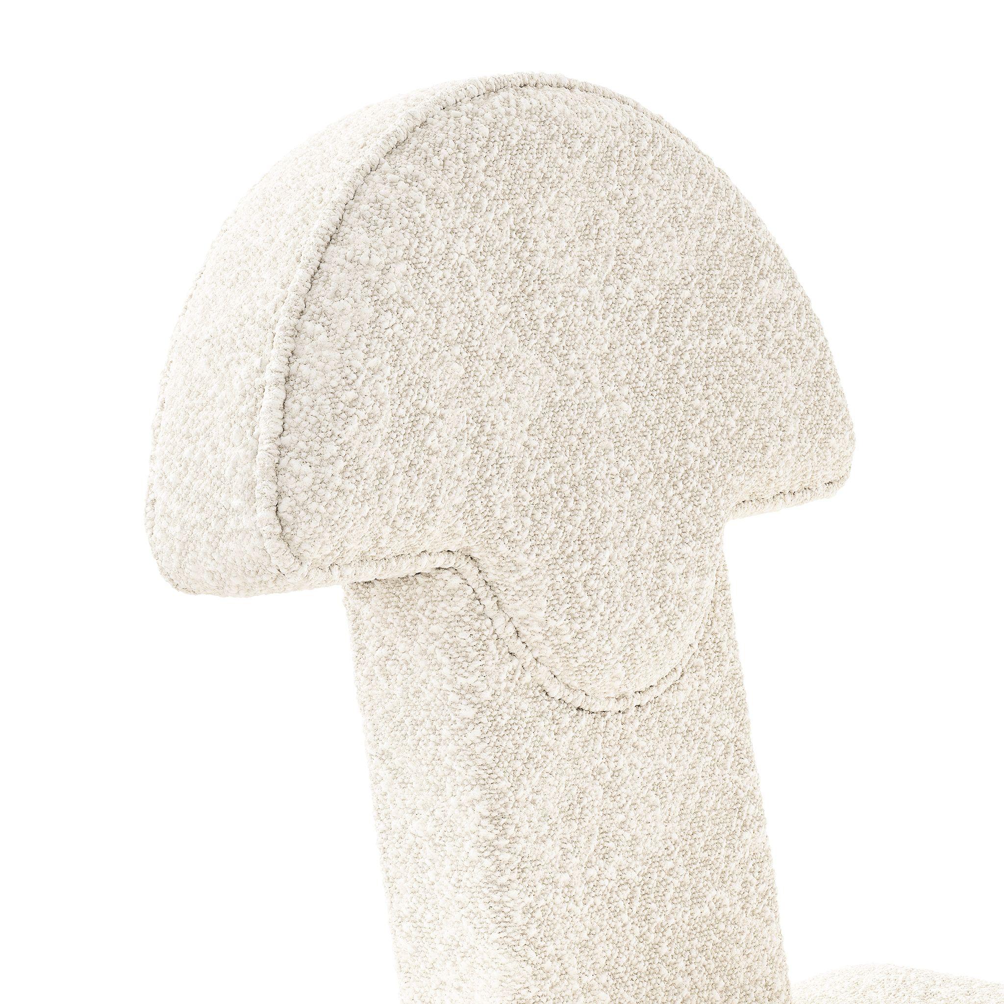 Art Decó Inspo Silla de Comedor Completa Tapizada Blouclé Blanco Respaldo Geométrico en Nuevo estado para la venta en Porto, PT