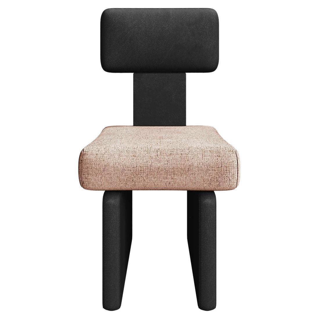 Art Deco Inspo Dining Chair Upholstered Black & White Velvet Geometric Backrest