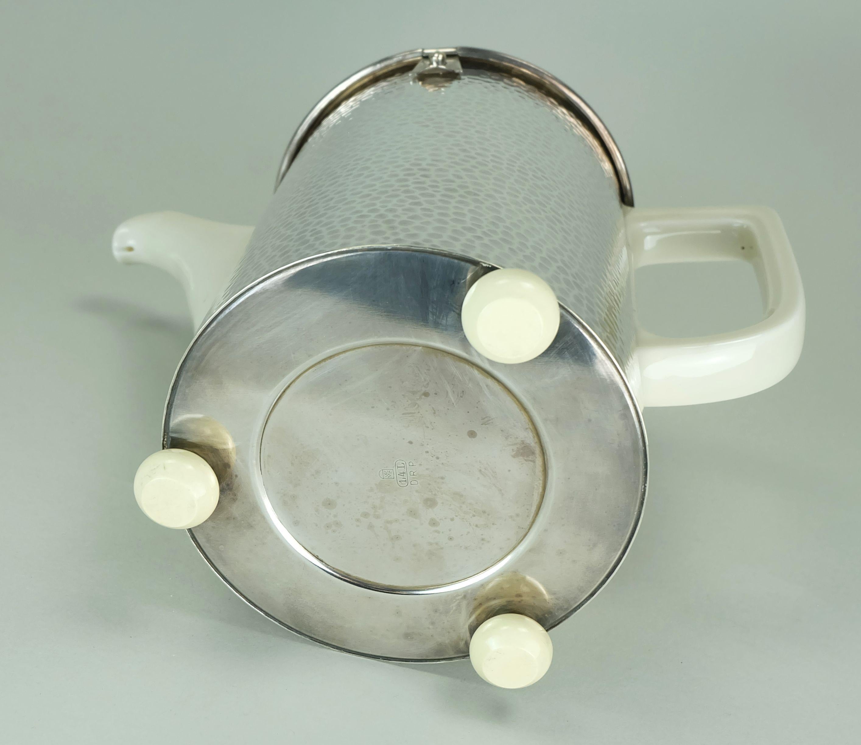 Silver Plate art déco insulated COFFEE POT hutschenreuther wmf porcelain and metal 1930s
