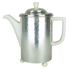 art déco insulated COFFEE POT hutschenreuther wmf porcelain and metal 1930s