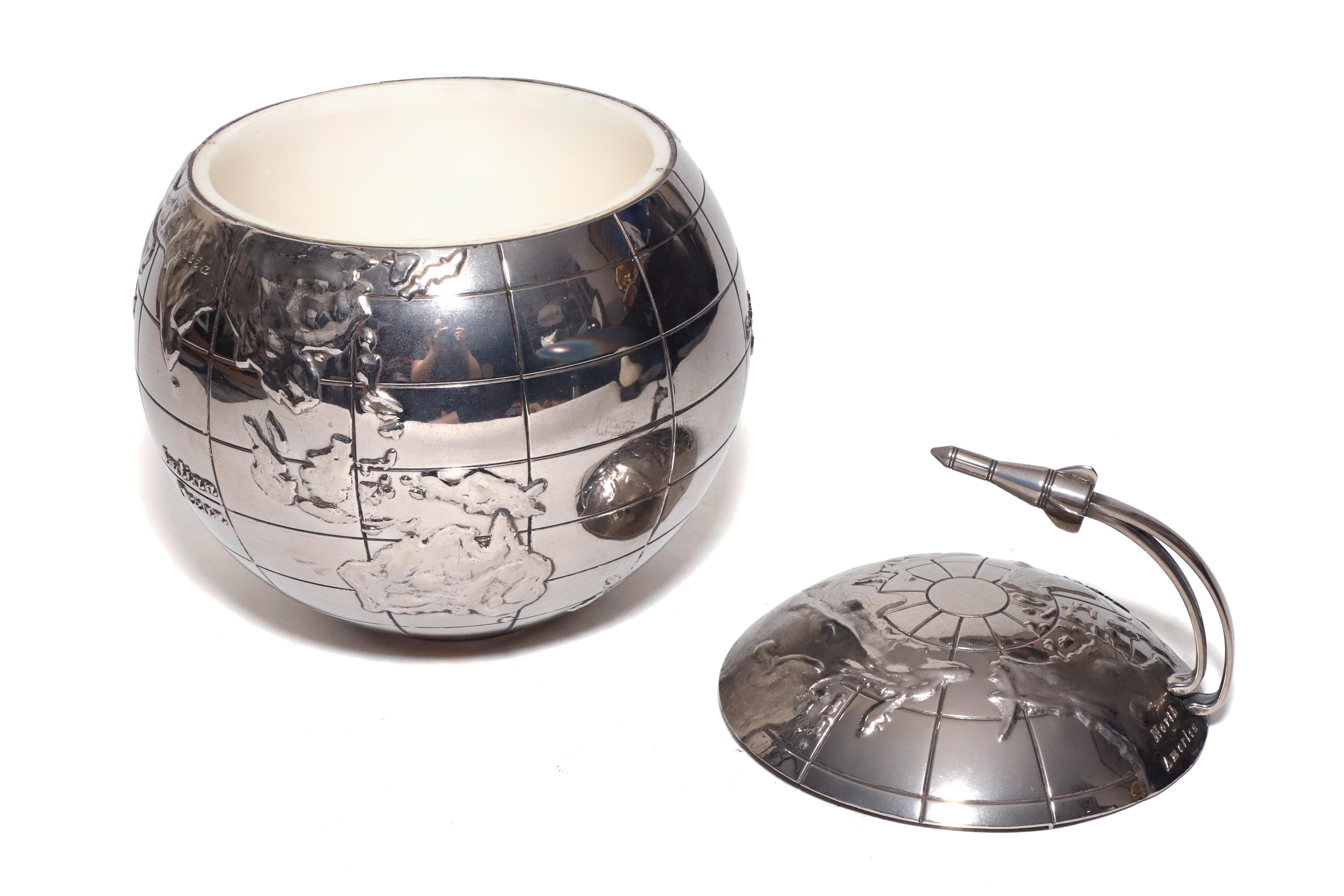 American Art Deco International Silver Co. Globe Ice Bucket Cooler For Sale