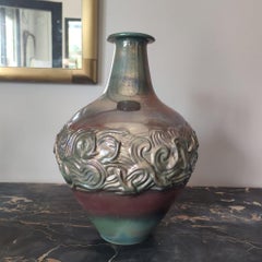 Art Deco Iridescent Ceramic Lustre Vase by Fantinelli Faenza, Italy, 1930s