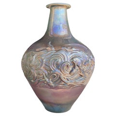 Art Deco Iridescent Ceramic Lustre Vase by Fantinelli Faenza, Italy, 1930s