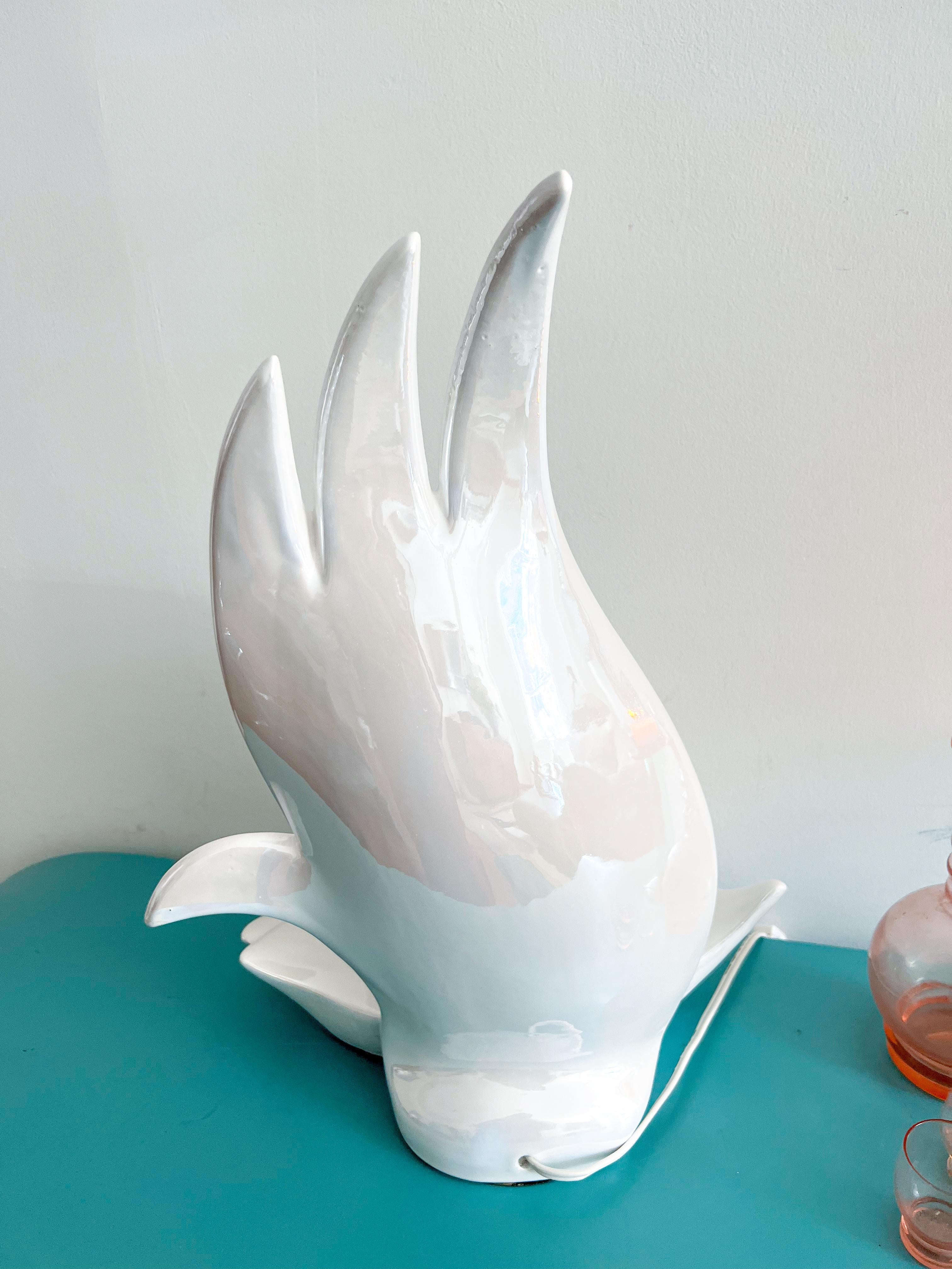 20th Century Art Deco Iridescent Flame Ceramic 1980's lamp  For Sale