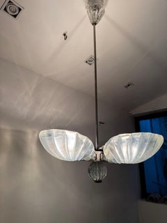 Art Deco Iridescent Murano Shell chandelier by Barovier e Toso  circa 1930