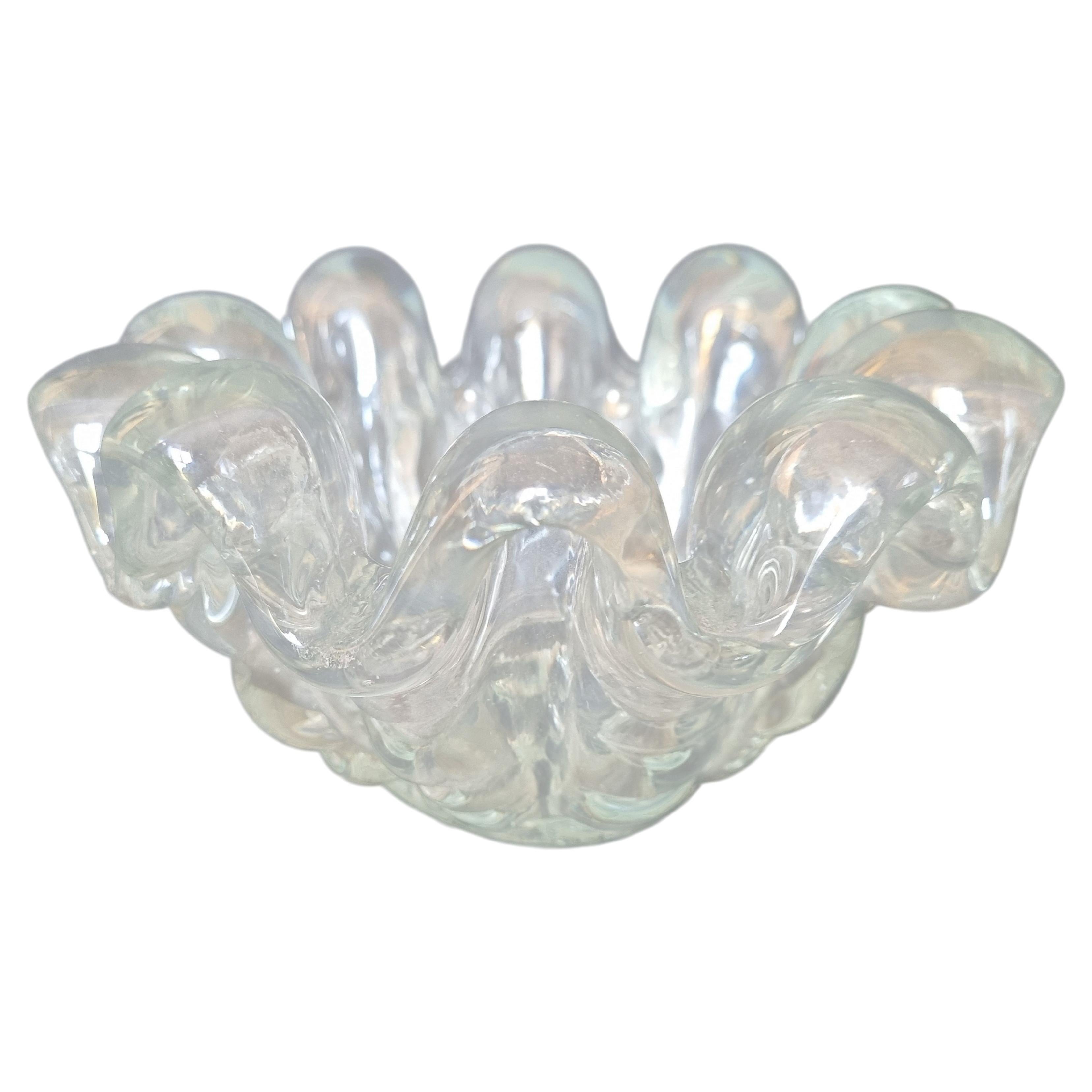 Art Deco Iridescent Shell Bowl by Ercole Barovier for Barovier & Toso, Italy 30s