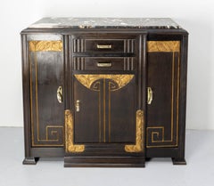Art Deco Iroko Painted Iroko Marble Top, French, circa 1930