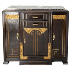 Art Deco Iroko Painted Iroko Marble Top, French, circa 1930